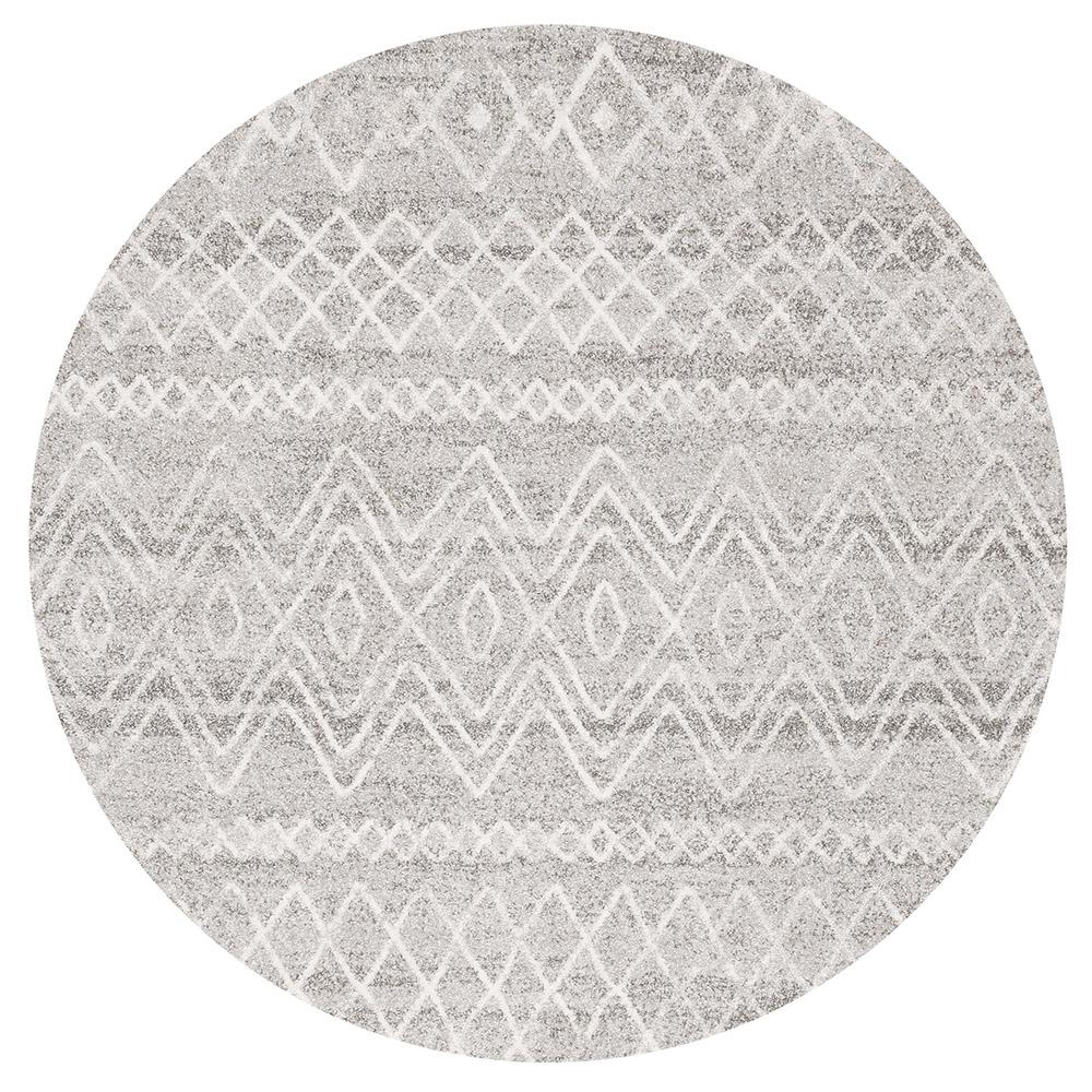 Oasis 453 Grey Rustic Tribal Round Rug - Floorsome - Modern - OAS - 453 - GRY - 150X150 - Modern