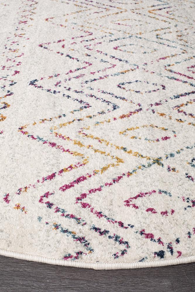Oasis 453 Multi Rustic Tribal Round Rug - Floorsome - Modern