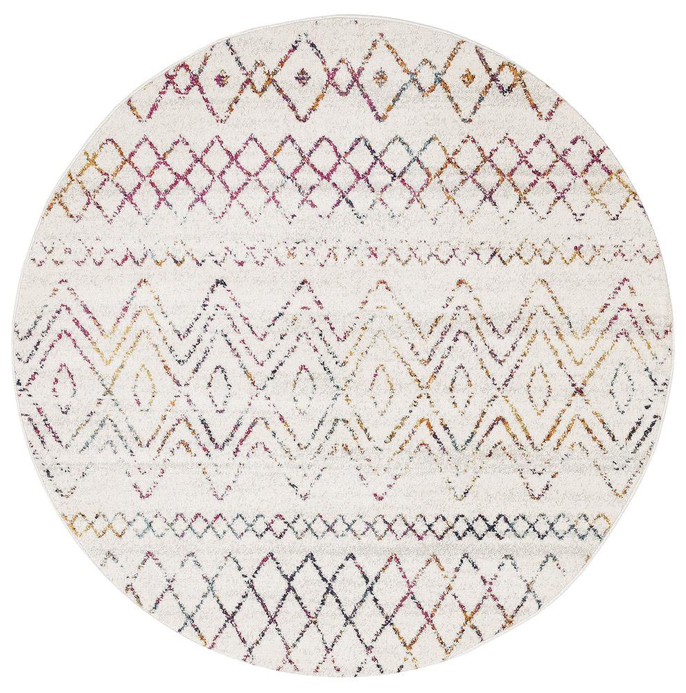 Oasis 453 Multi Rustic Tribal Round Rug - Floorsome - Modern