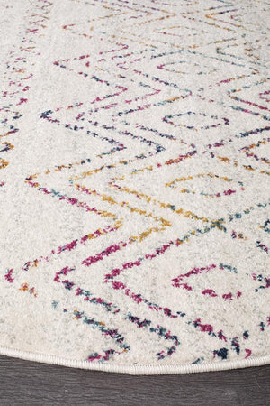 Oasis 453 Multi Rustic Tribal Round Rug - Floorsome - Modern