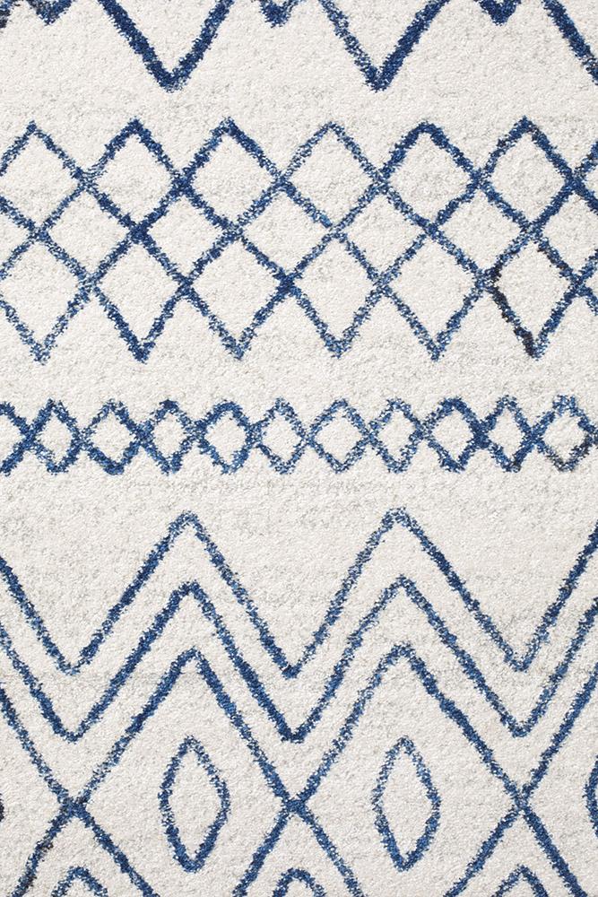 Oasis 453 White Blue Rustic Tribal Rug - Floorsome - Modern - OAS - 453 - WBLU - 230X160 - Modern