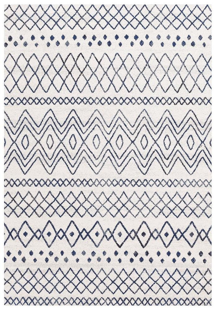 Oasis 453 White Blue Rustic Tribal Rug - Floorsome - Modern - OAS - 453 - WBLU - 230X160 - Modern