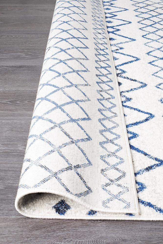 Oasis 453 White Blue Rustic Tribal Rug - Floorsome - Modern - OAS - 453 - WBLU - 230X160 - Modern