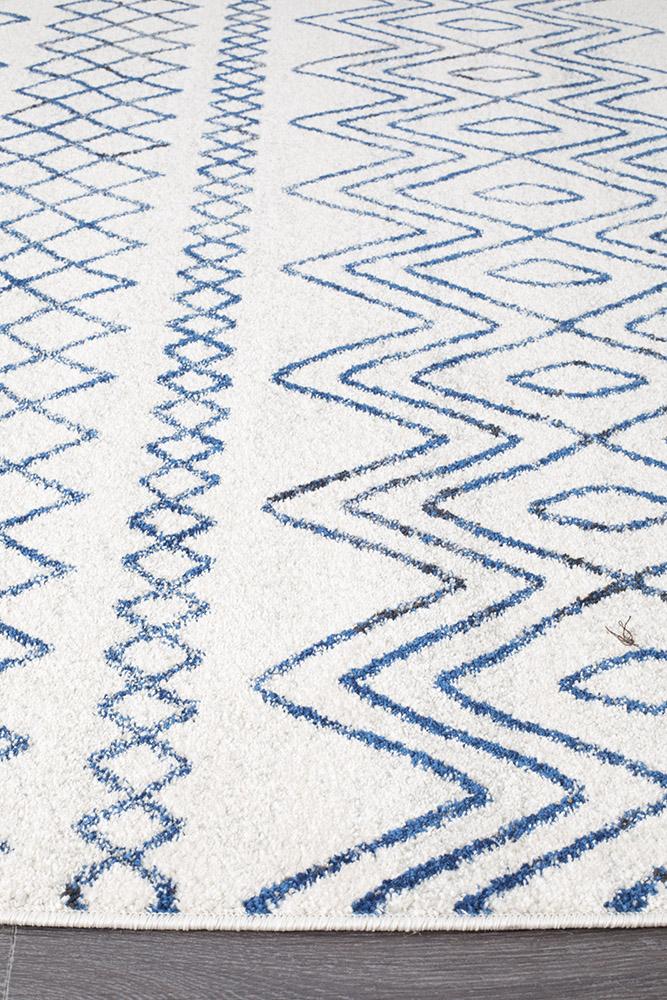 Oasis 453 White Blue Rustic Tribal Rug - Floorsome - Modern - OAS - 453 - WBLU - 230X160 - Modern