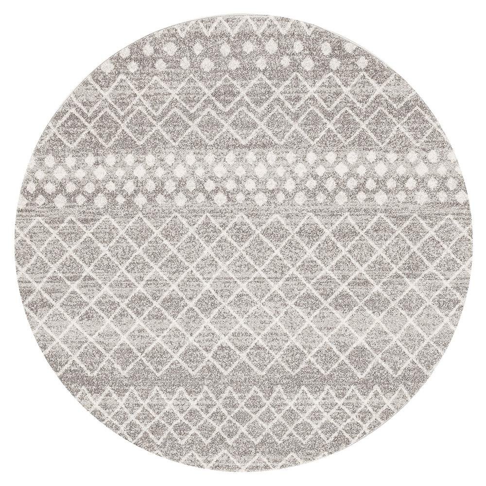 Oasis 454 Silver Tribal Round Rug - Floorsome - Modern - OAS - 454 - SIL - 150X150 - Modern