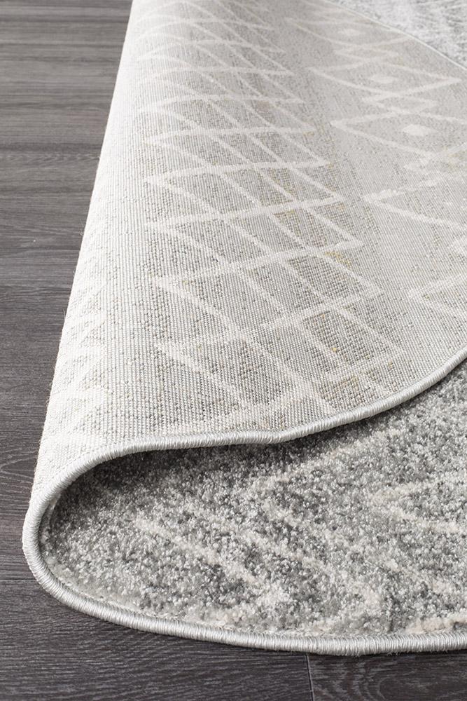 Oasis 454 Silver Tribal Round Rug - Floorsome - Modern - OAS - 454 - SIL - 150X150 - Modern