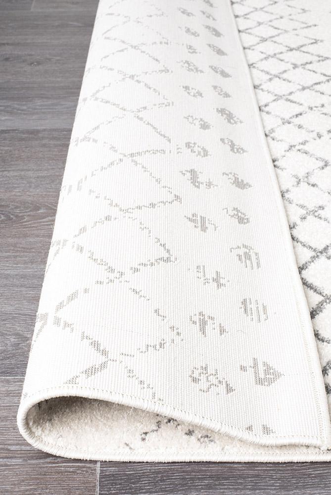 Oasis 454 White Grey Tribal Runner Rug - Floorsome - Modern - OAS - 454 - WHT - 300X80 - Modern