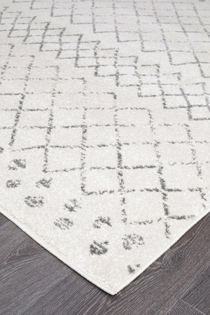 Oasis 454 White Grey Tribal Runner Rug - Floorsome - Modern