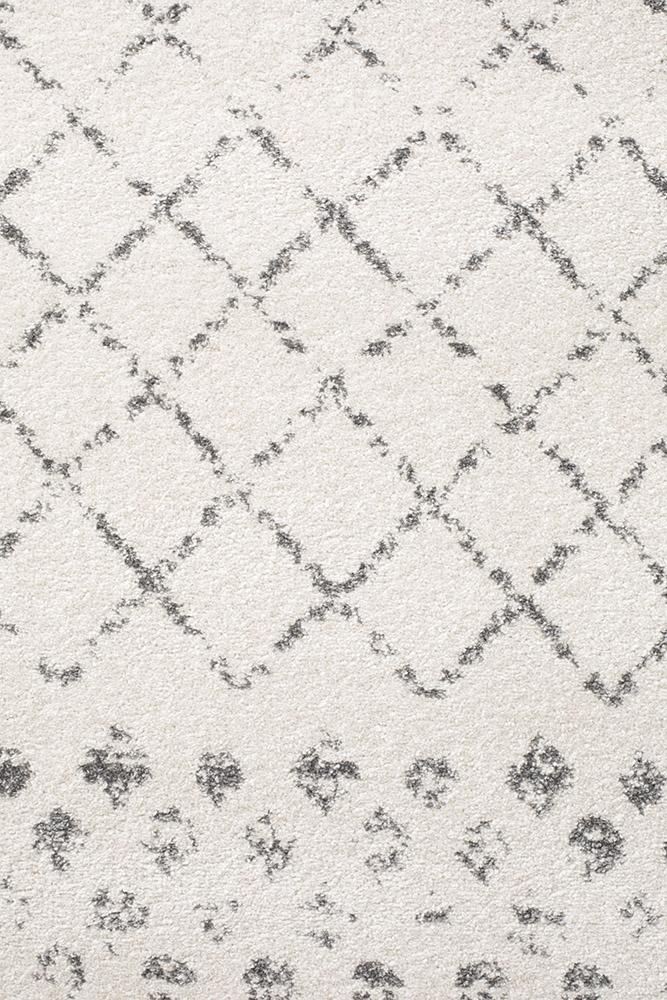 Oasis 454 White Grey Tribal Runner Rug - Floorsome - Modern - OAS - 454 - WHT - 300X80 - Modern
