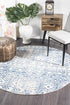 Oasis 456 White Blue Rustic Round Rug - Floorsome - Modern - OAS - 456 - BLUE - 150X150 - Modern