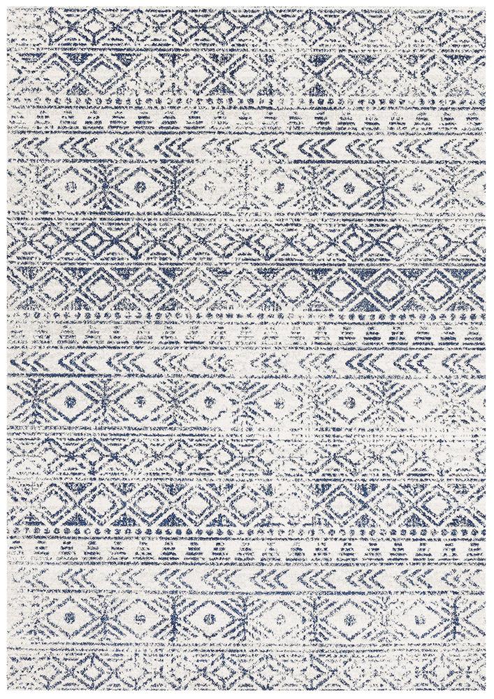 Oasis 456 White Blue Rustic Rug - Floorsome - Modern