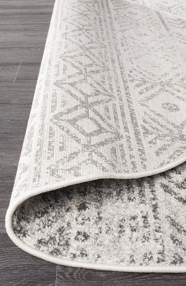Oasis 456 White Grey Rustic Round Rug - Floorsome - Modern - OAS - 456 - GREY - 150X150 - Modern