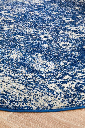 Oasis Navy Transitional Round Rug - Floorsome - Modern