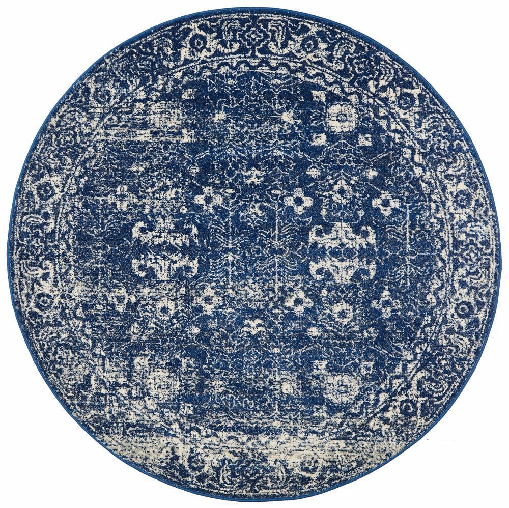 Oasis Navy Transitional Round Rug - Floorsome - Modern - EVO - 252 - NAVY - 150X150 - Modern