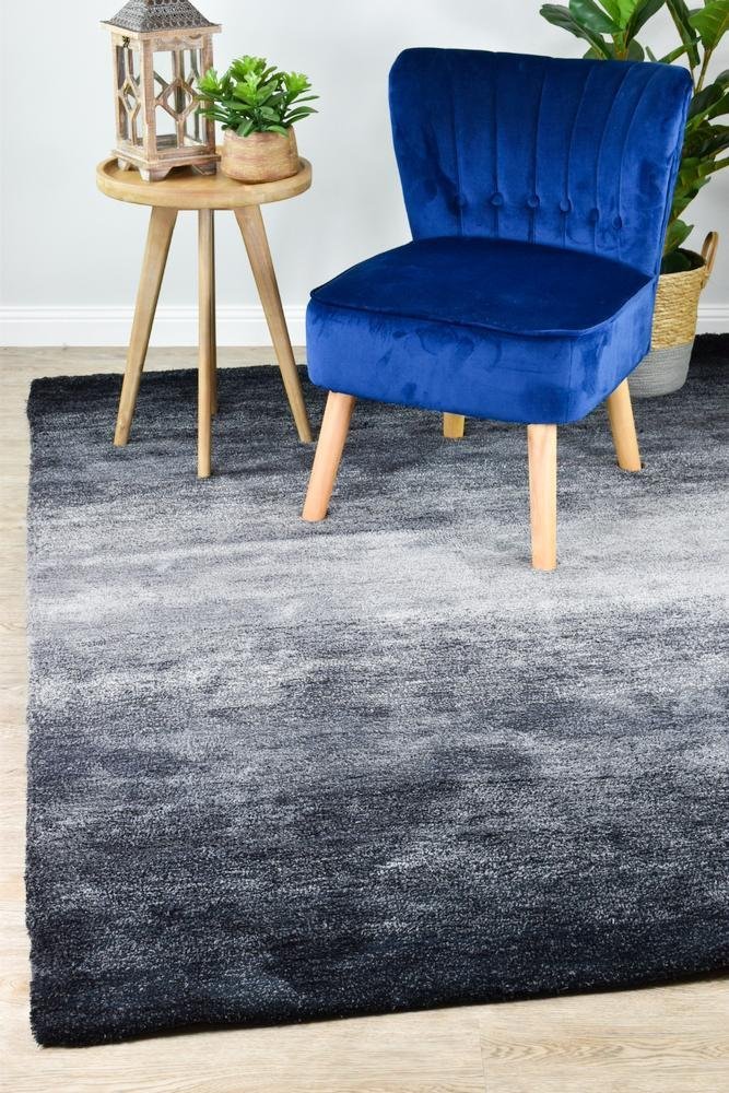 Ombre Black Grey Shaggy Rug - Floorsome - SHAGGY - HIGH - BLA - GRE - 60X90 - SHAGGY