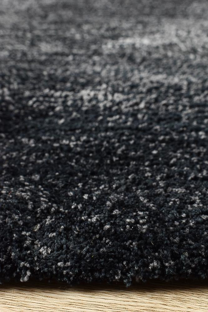 Ombre Black Grey Shaggy Rug - Floorsome - SHAGGY - HIGH - BLA - GRE - 60X90 - SHAGGY