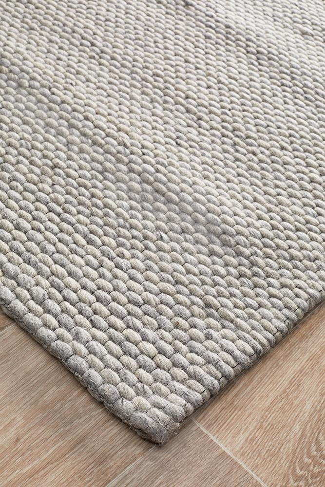Oskar Felted Wool Striped Rug Grey - Floorsome - Modern - STUD - 320 - GRY - 225X155 - Modern