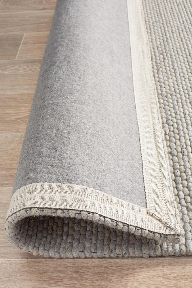 Oskar Felted Wool Striped Rug Grey - Floorsome - Modern - STUD - 320 - GRY - 225X155 - Modern