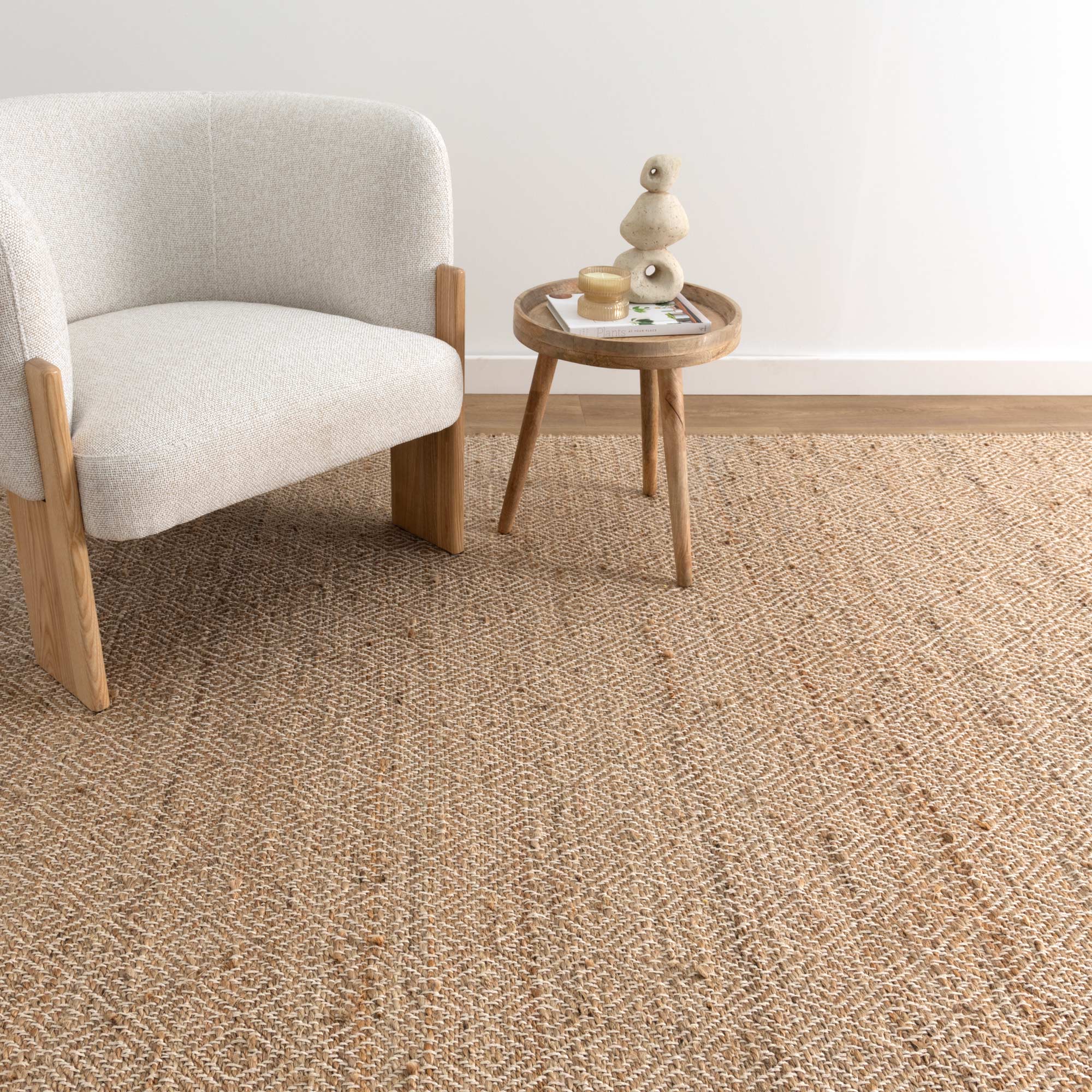 Oslo Natural Jute Diamonds Flat Weave Rug - Floorsome - Flatweave - OSLO150NATU - Flatweave