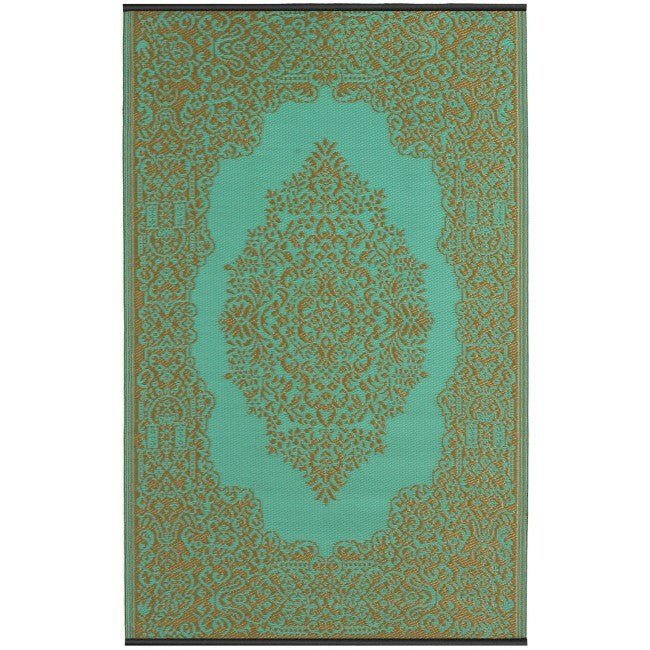 Outdoor Rug Recycled Plastic - Istanbul Aqua and Bronze - Floorsome - Outdoor Rugs