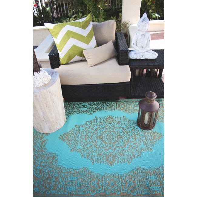 Outdoor Rug Recycled Plastic - Istanbul Aqua and Bronze - Floorsome - Outdoor Rugs - PLRISTANB120179 - Outdoor Rugs