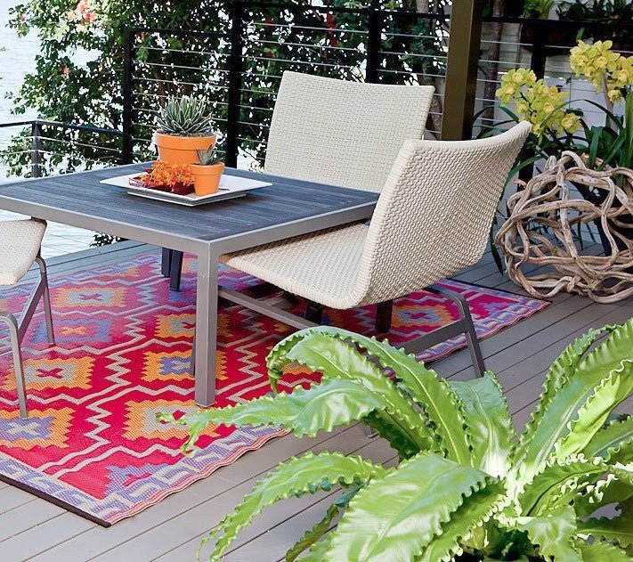 Outdoor Rug Recycled Plastic - Lhasa Orange and Violet - Floorsome - Outdoor Rugs - PLRLHORNG090179 - Outdoor Rugs
