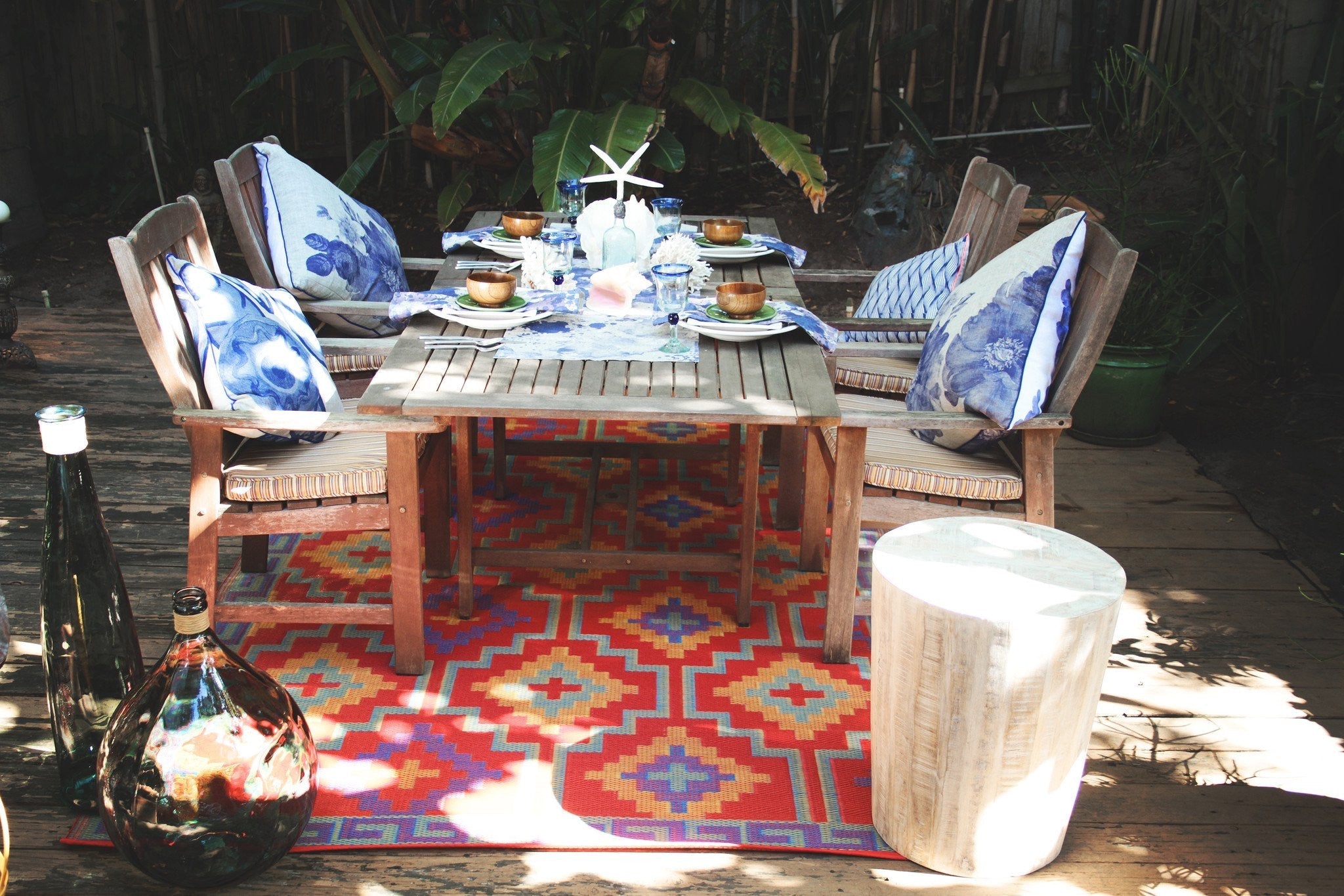 Outdoor Rug Recycled Plastic - Lhasa Orange and Violet - Floorsome - Outdoor Rugs - PLRLHORNG090179 - Outdoor Rugs