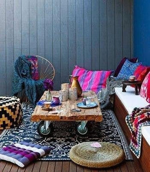 Outdoor Rug Recycled Plastic - Murano Black and Cream - Floorsome - Outdoor Rugs