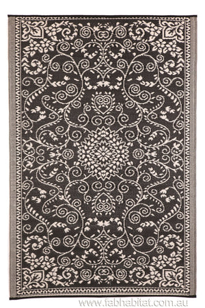 Outdoor Rug Recycled Plastic - Murano Black and Cream - Floorsome - Outdoor Rugs