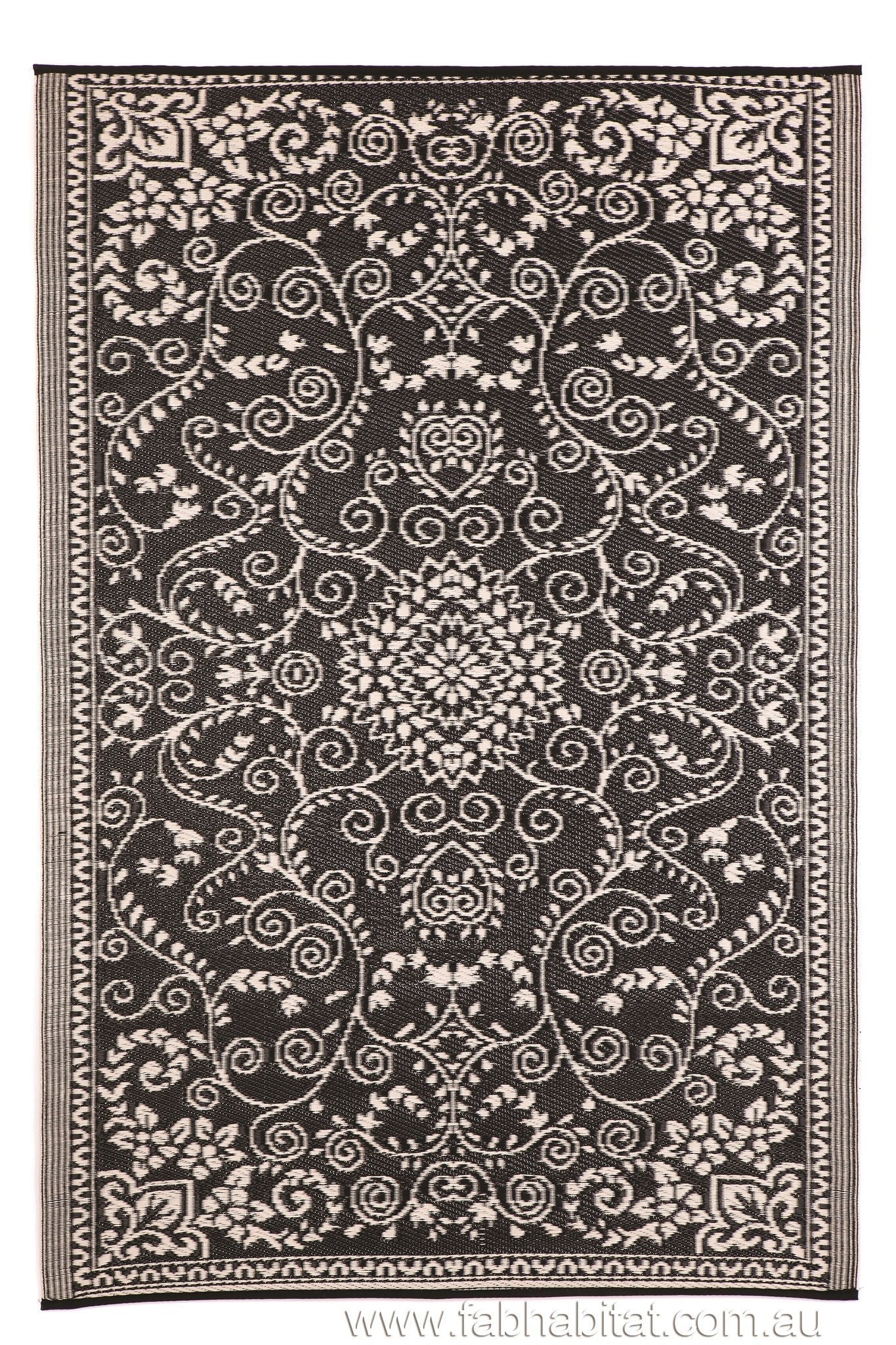 Outdoor Rug Recycled Plastic - Murano Black and Cream - Floorsome - Outdoor Rugs - PLRMURBLK150238 - Outdoor Rugs