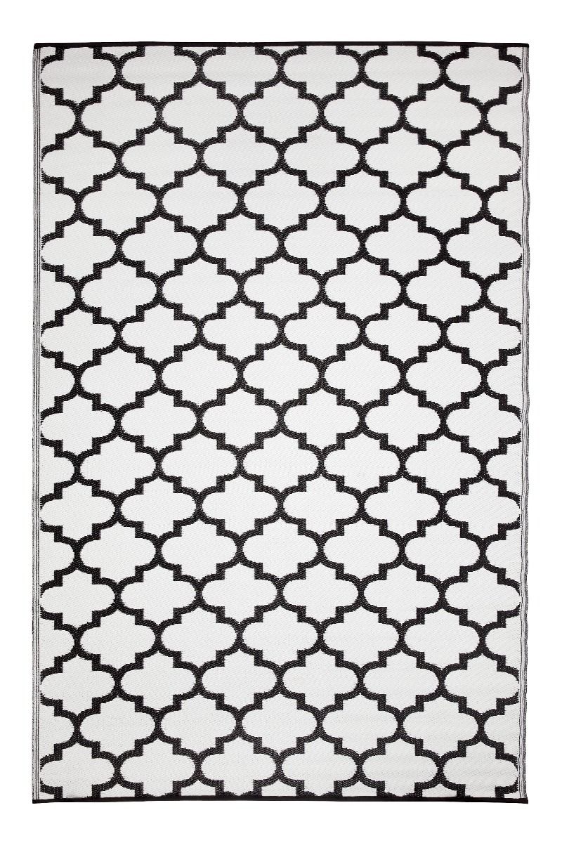Outdoor Rug Recycled Plastic - Tangier Black and White - Floorsome - Outdoor Rugs - Outdoor Rugs