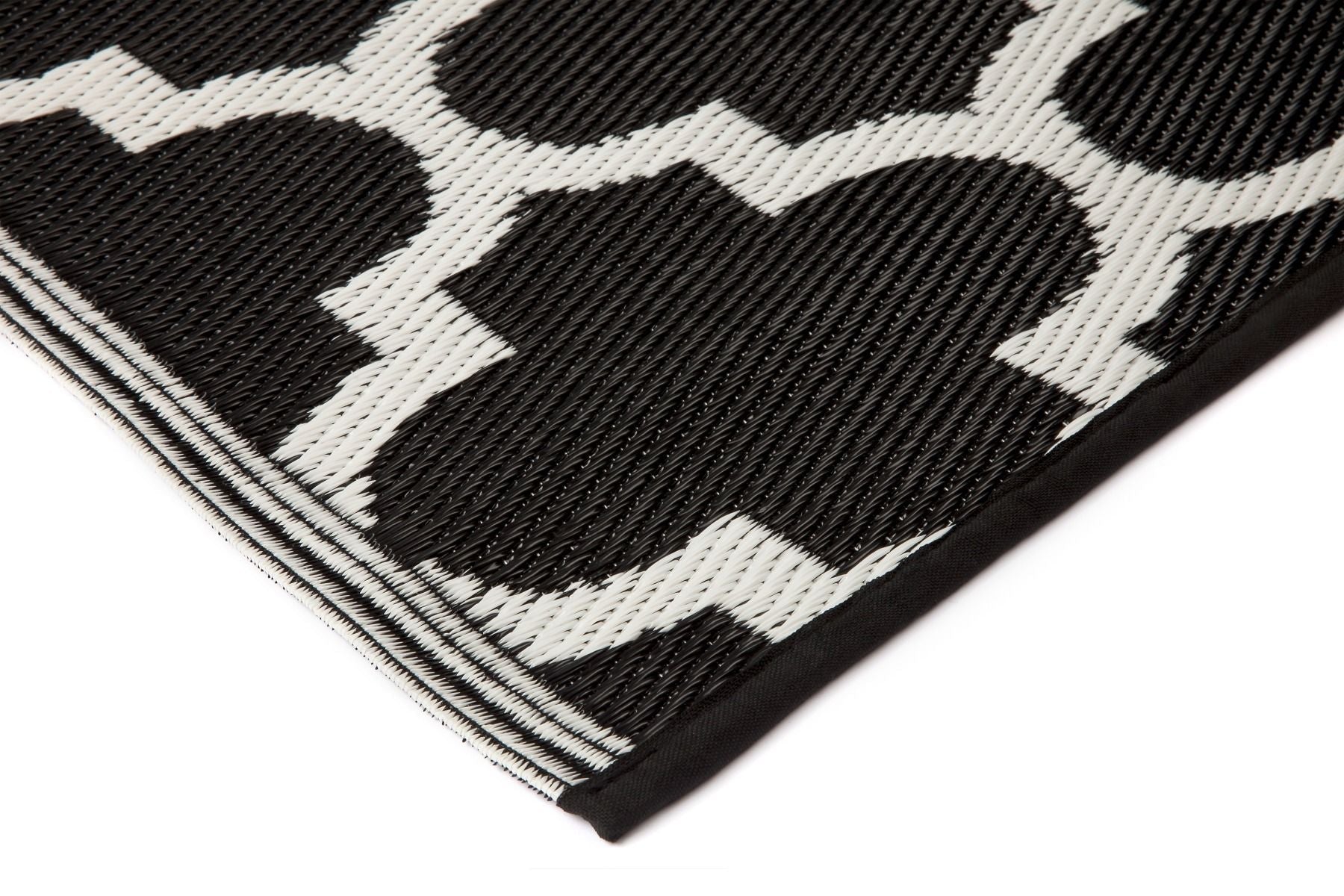 Outdoor Rug Recycled Plastic - Tangier Black and White - Floorsome - Outdoor Rugs - Outdoor Rugs