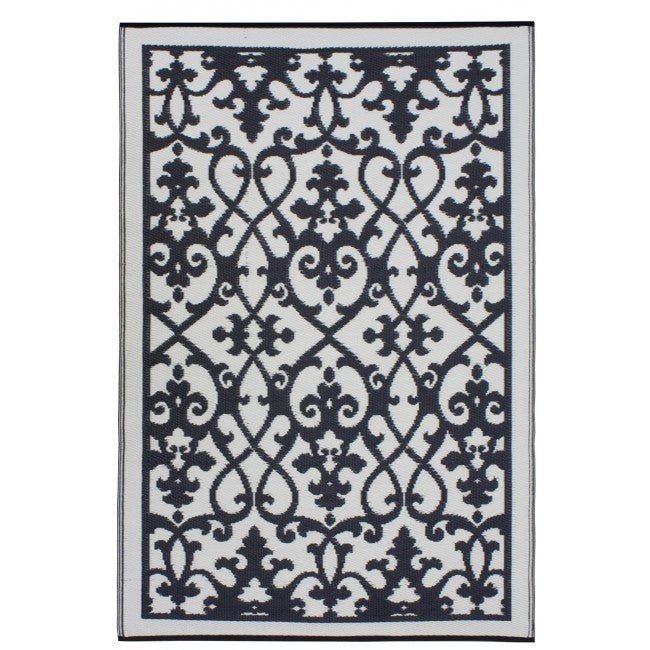 Outdoor Rug Recycled Plastic - Venice Black - Floorsome - Outdoor Rugs - PLRVENBLK120179 - Outdoor Rugs
