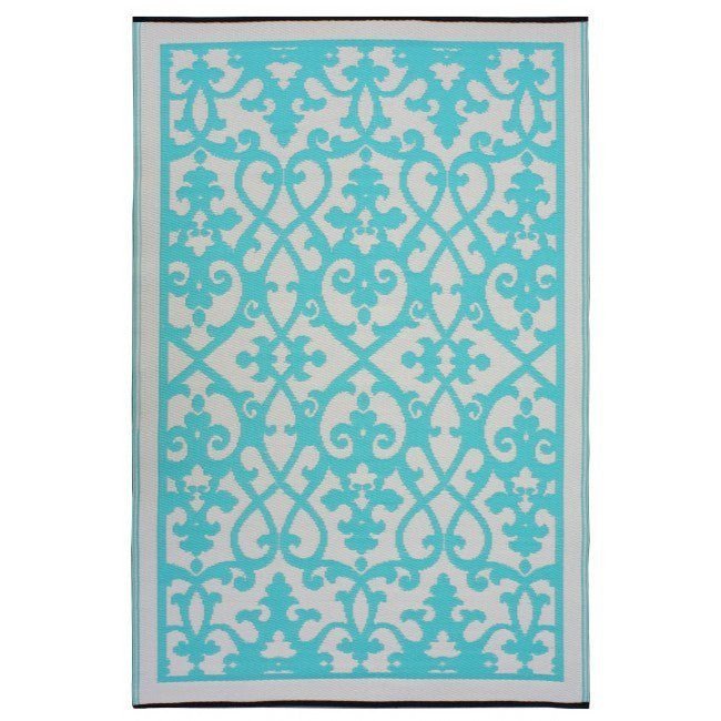 Outdoor Rug Recycled Plastic - Venice Turquoise and Cream - Floorsome - Outdoor Rugs - PLRVENTRQ120179 - Outdoor Rugs