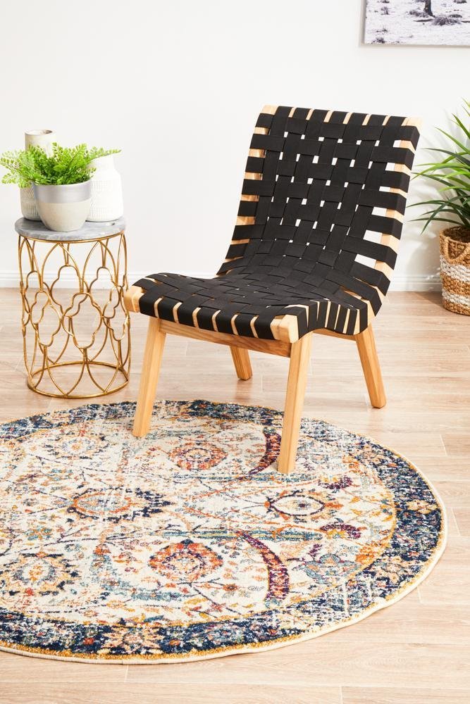 Peacock Ivory Transitional Round Rug - Floorsome - Modern - EVO - 255 - IVO - 150X150 - Modern