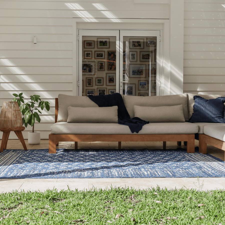 Pearl Blue Floral Polypropylene Outdoor Rug - Floorsome - ILLPEARL0160230 - 
