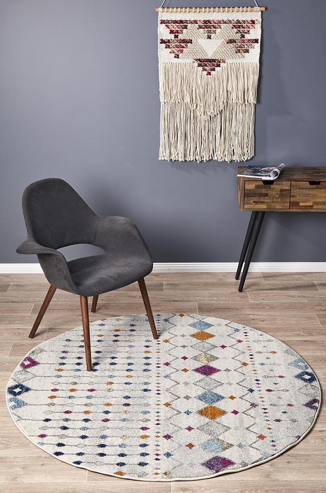 Peggy Tribal Morrocan Style Multi Round Rug - Floorsome - Modern - MIR - 356 - MUL - 150X150 - Modern