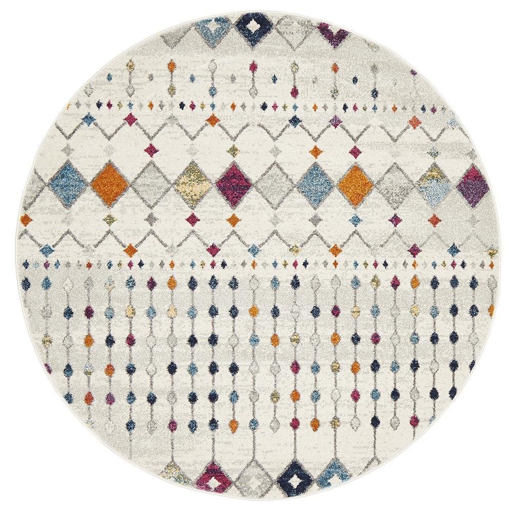 Peggy Tribal Morrocan Style Multi Round Rug - Floorsome - Modern - MIR - 356 - MUL - 150X150 - Modern