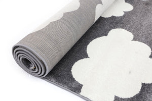 Piccolo Dark Grey and White Cloud Kids Rug - Floorsome - Kids