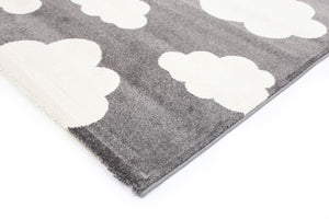 Piccolo Dark Grey and White Cloud Kids Rug - Floorsome - Kids