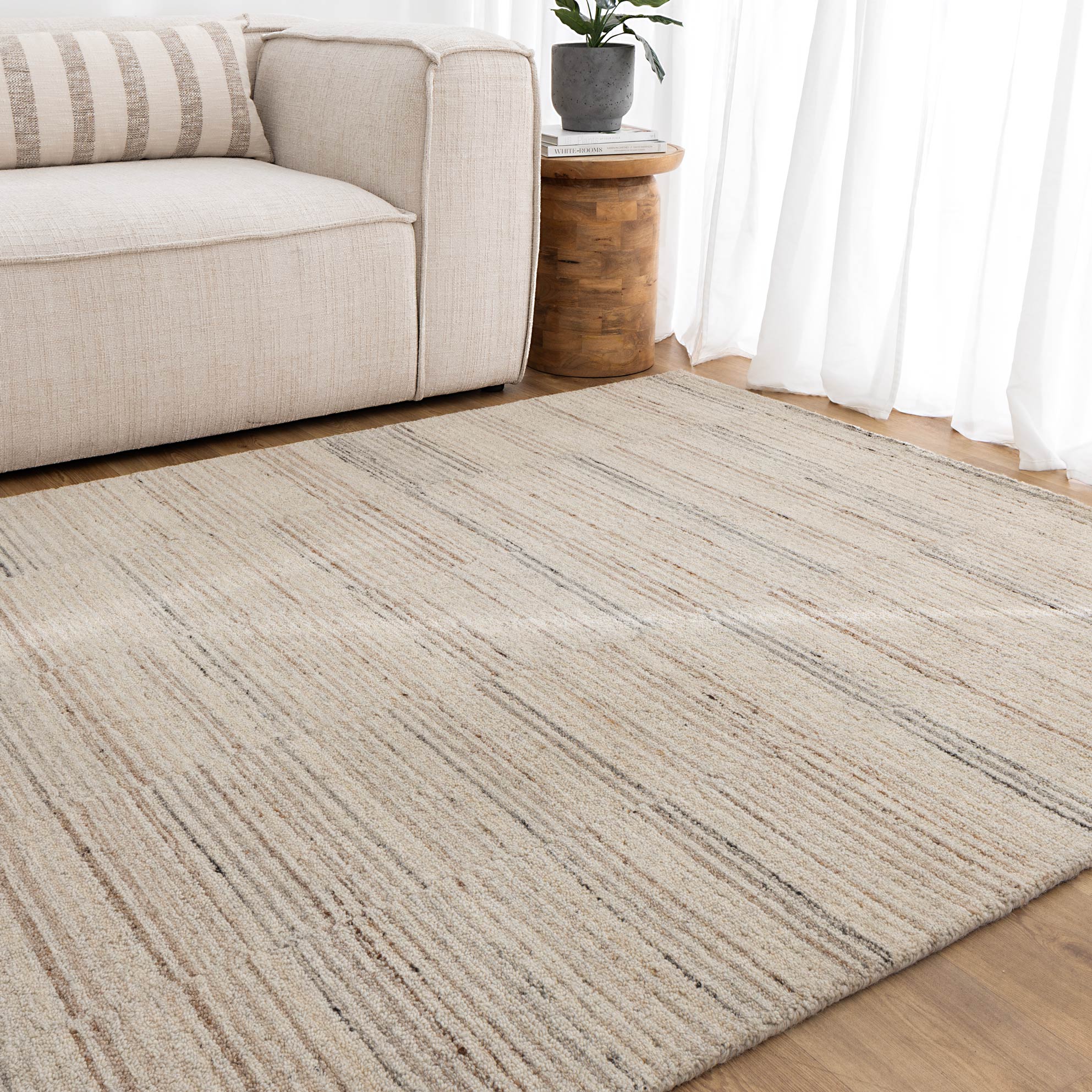 Praia Lines Natural Wool Rug - Floorsome - Area Rug - PRAI160LINA - Area Rug
