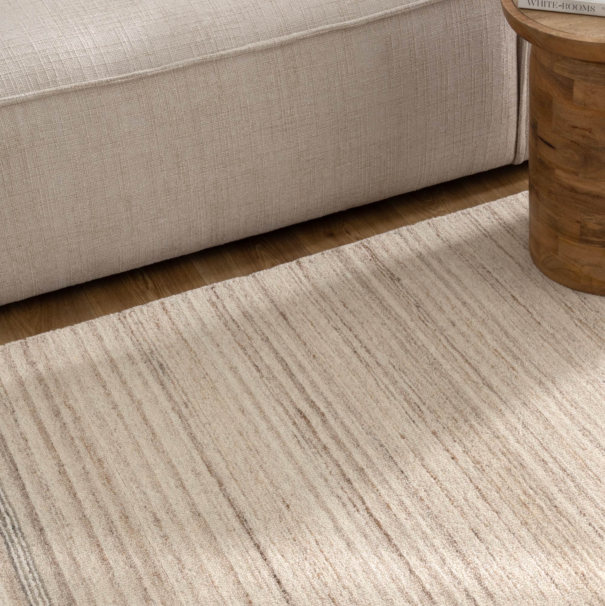 Praia Multi Stripe Beige Grey Wool Rug - Floorsome - Area Rug - PRAI160STIG - Area Rug