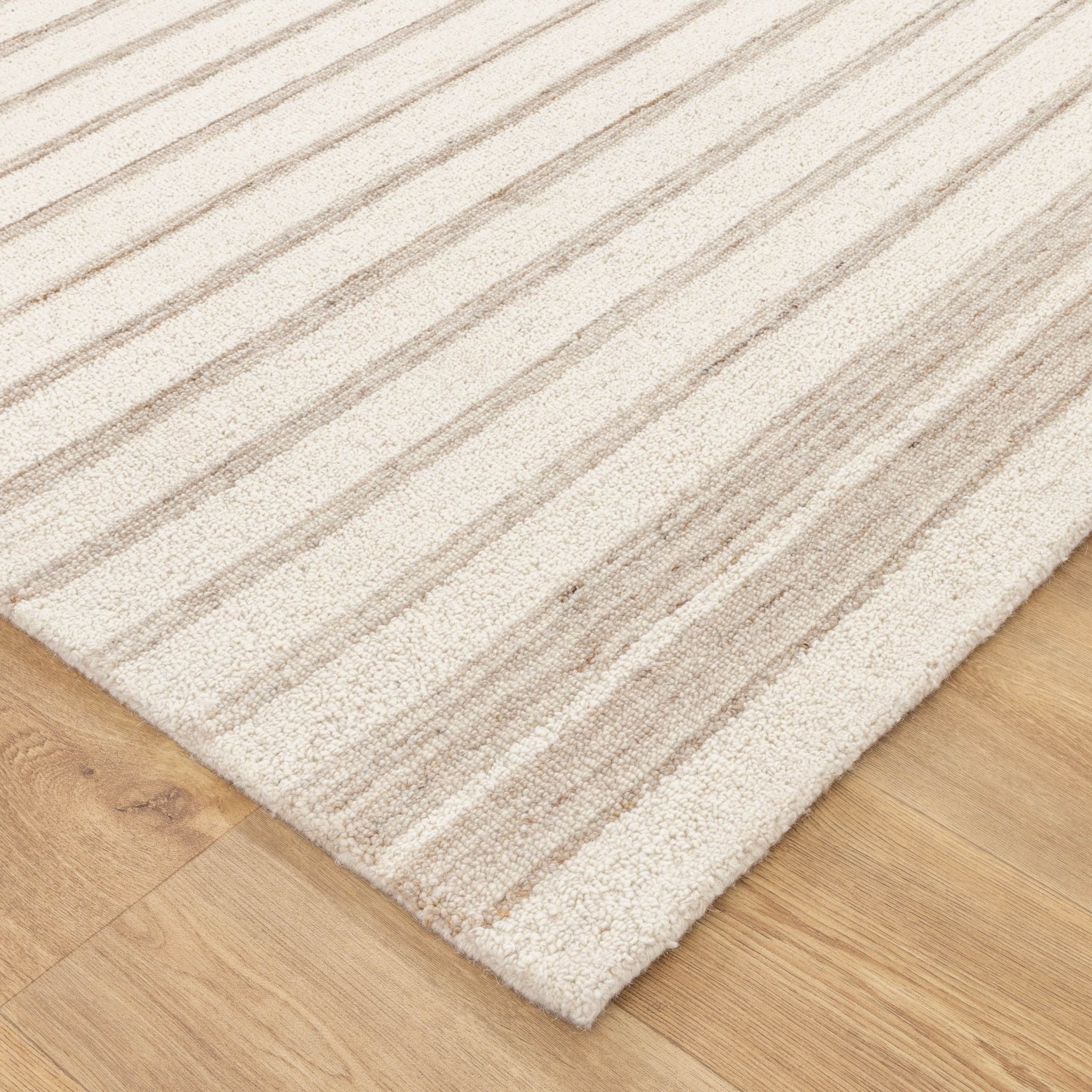Praia Stripes Ivory Beige Wool Rug - Floorsome - Area Rug - PRAI160STIB - Area Rug