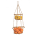 Prairie 2 Tier Jute and Rattan Hanging Storage Basket for Fruits & Vegetables - Floorsome - BASKTPRAIRIE02T - 1 Piece - 