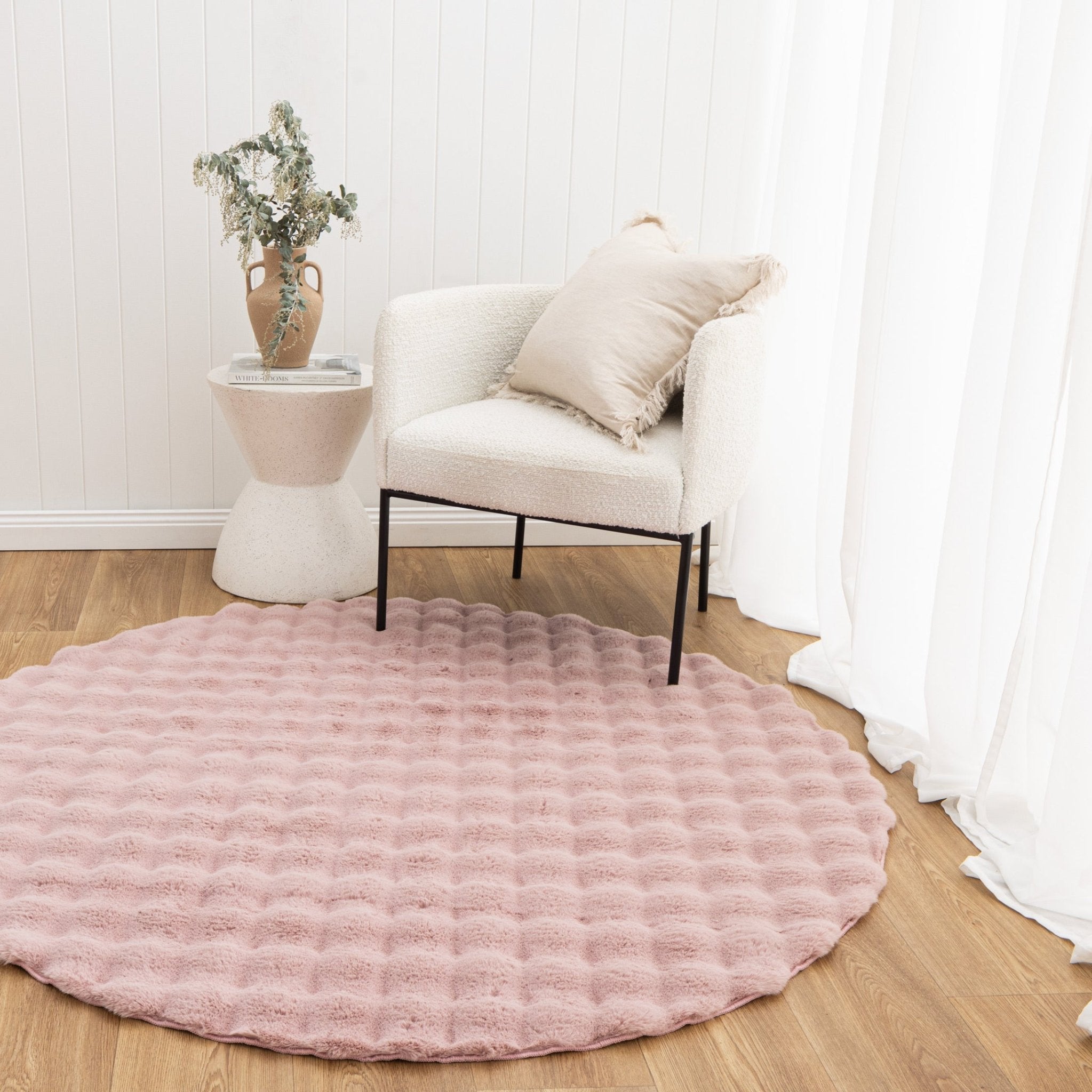 Purity Washable Round Rug Rose Pink - Floorsome - Area Rug - PURI10RROSE - Area Rug