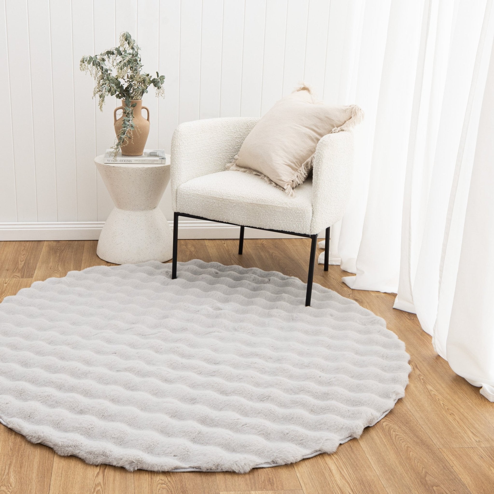 Purity Washable Round Rug Silver - Floorsome - Area Rug - PURI10RSILV - Area Rug