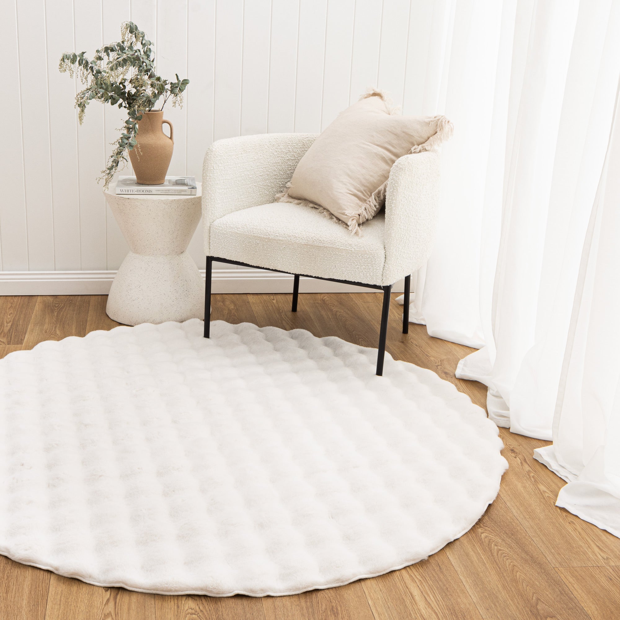 Purity Washable Round Rug White - Floorsome - Area Rug - PURI10RWHIT - Area Rug
