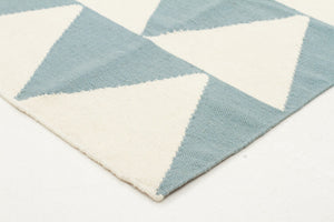 Pyramid Flat Weave Runner Rug Blue - Floorsome - Modern