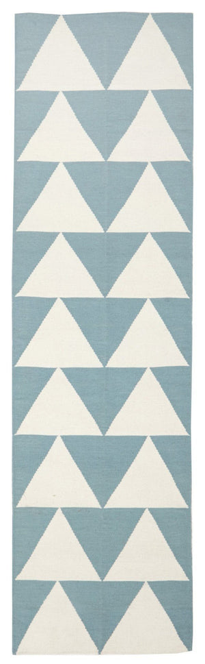 Pyramid Flat Weave Runner Rug Blue - Floorsome - Modern