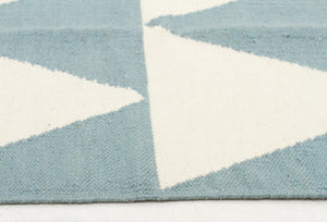 Pyramid Flat Weave Runner Rug Blue - Floorsome - Modern